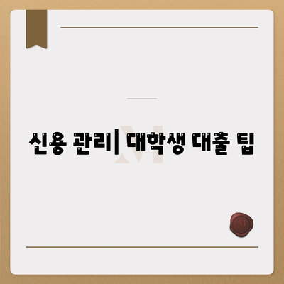 신용 관리| 대학생 대출 팁