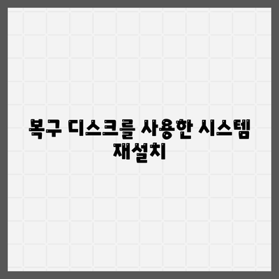 복구 디스크를 사용한 시스템 재설치