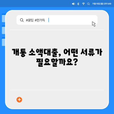 개통 소액대출 기준