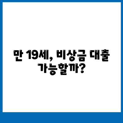 만 19세 비상금대출 신청