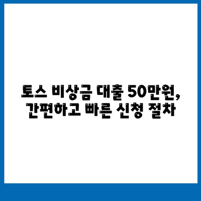 토스 비상금 대출 50만원