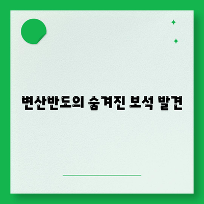 변산반도의 숨겨진 보석 발견