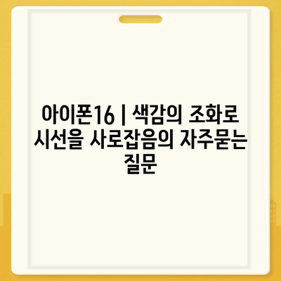 아이폰16 | 색감의 조화로 시선을 사로잡음