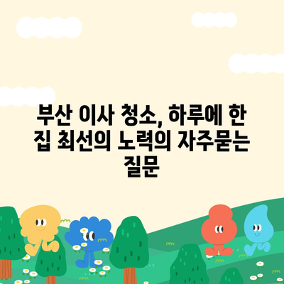 부산 이사 청소, 하루에 한 집 최선의 노력