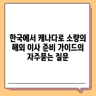 한국에서 캐나다로 소량의 해외 이사 준비 가이드