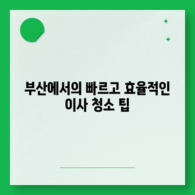 부산 이사 청소, 하루에 한 집 최선의 노력