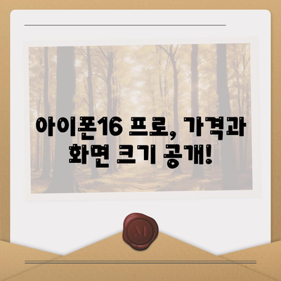 아이폰16 대한민국 1차 출시 확정 | 프로 모델 가격 및 화면 확대