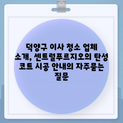 덕양구 이사 청소 업체 소개, 센트럴푸르지오의 탄성 코트 시공 안내