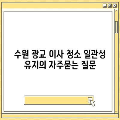 수원 광교 이사 청소 일관성 유지