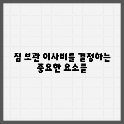 짐 보관 이사비 비교 견적