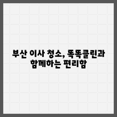 부산 이사 청소업체 똑똑클린, 1일 1건 최선의 서비스