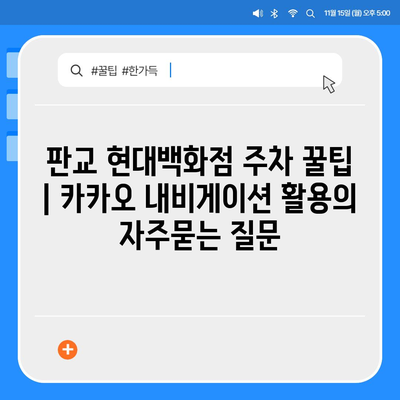 판교 현대백화점 주차 꿀팁 | 카카오 내비게이션 활용