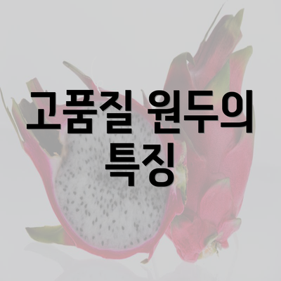 고품질 원두의 특징