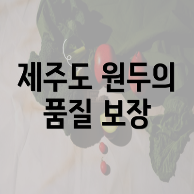 제주도 원두의 품질 보장