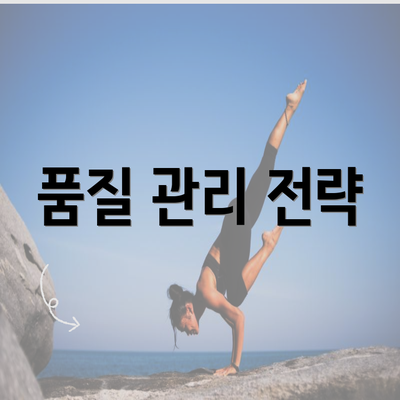 품질 관리 전략