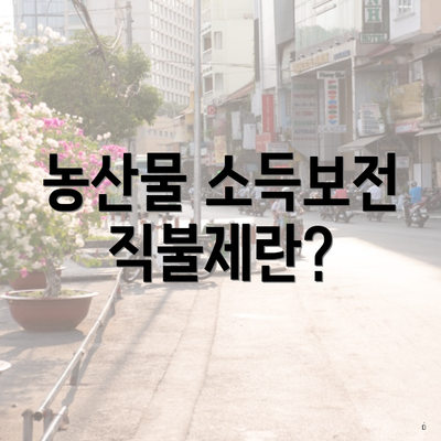 농산물 소득보전 직불제란?