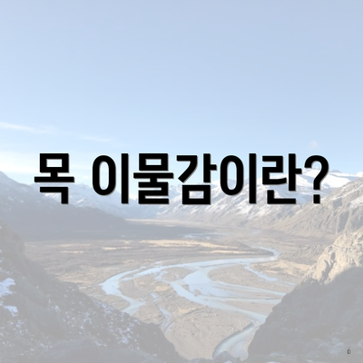 목 이물감이란?