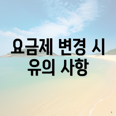 요금제 변경 시 유의 사항