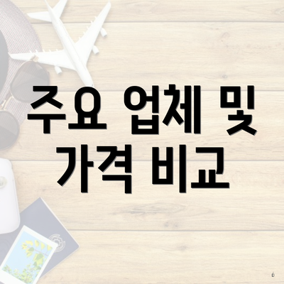 주요 업체 및 가격 비교