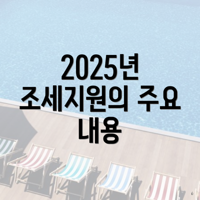 2025년 조세지원의 주요 내용