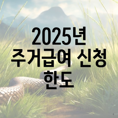 2025년 주거급여 신청 한도