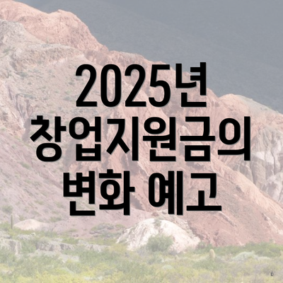 2025년 창업지원금의 변화 예고