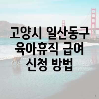 고양시 일산동구 육아휴직 급여 신청 방법