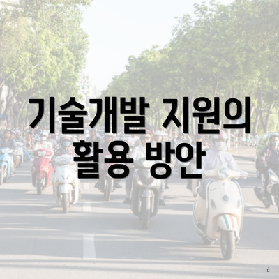 기술개발 지원의 활용 방안