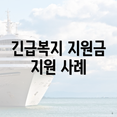 긴급복지 지원금 지원 사례