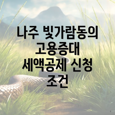 나주 빛가람동의 고용증대 세액공제 신청 조건