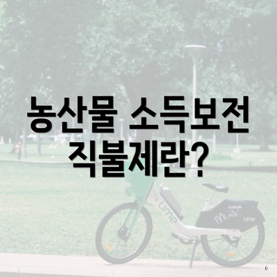 농산물 소득보전 직불제란?