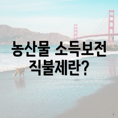 농산물 소득보전 직불제란?