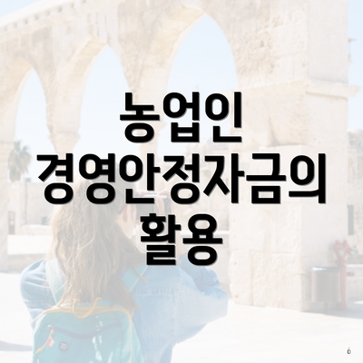 농업인 경영안정자금의 활용