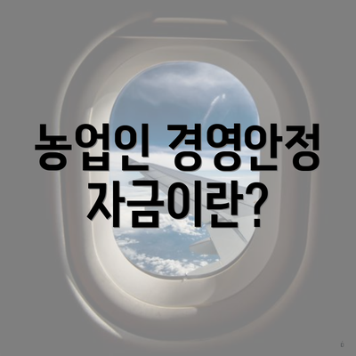 농업인 경영안정자금이란?
