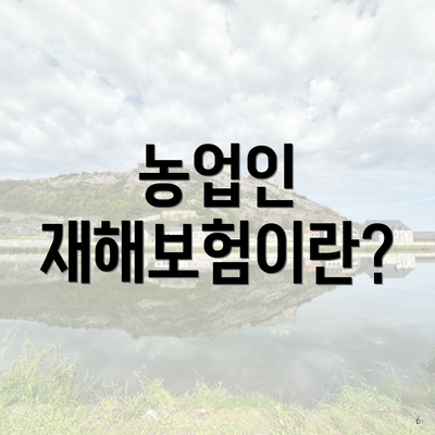 농업인 재해보험이란?