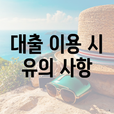대출 이용 시 유의 사항