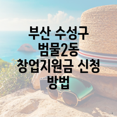 부산 수성구 범물2동 창업지원금 신청 방법