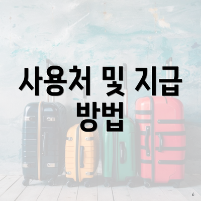 사용처 및 지급 방법