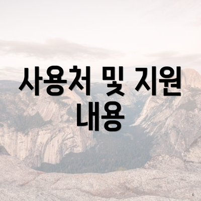 사용처 및 지원 내용