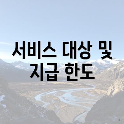 서비스 대상 및 지급 한도