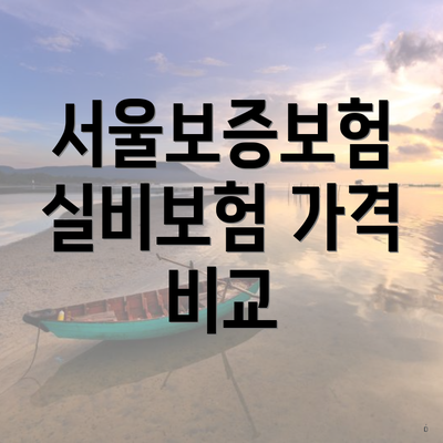 서울보증보험 실비보험 가격 비교