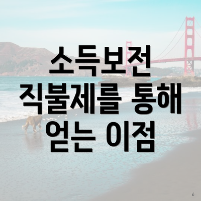 소득보전 직불제를 통해 얻는 이점