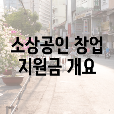 소상공인 창업 지원금 개요