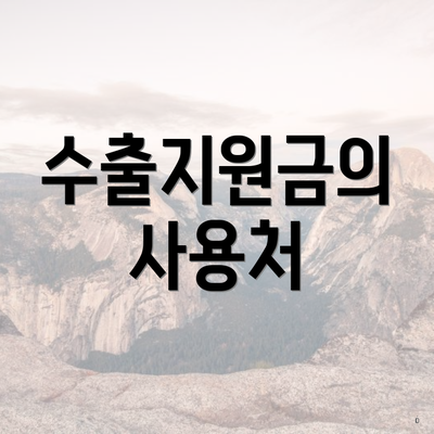 수출지원금의 사용처
