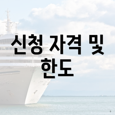 신청 자격 및 한도