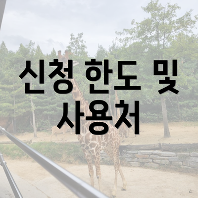 신청 한도 및 사용처