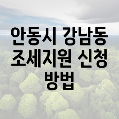 안동시 강남동 조세지원 신청 방법