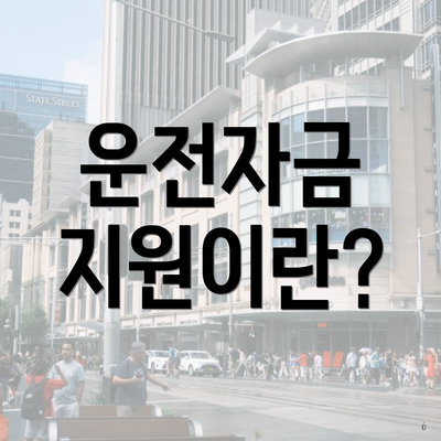 운전자금 지원이란?
