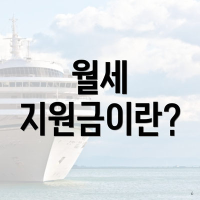 월세 지원금이란?