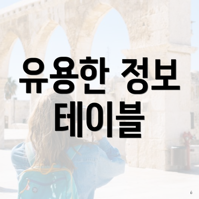 유용한 정보 테이블